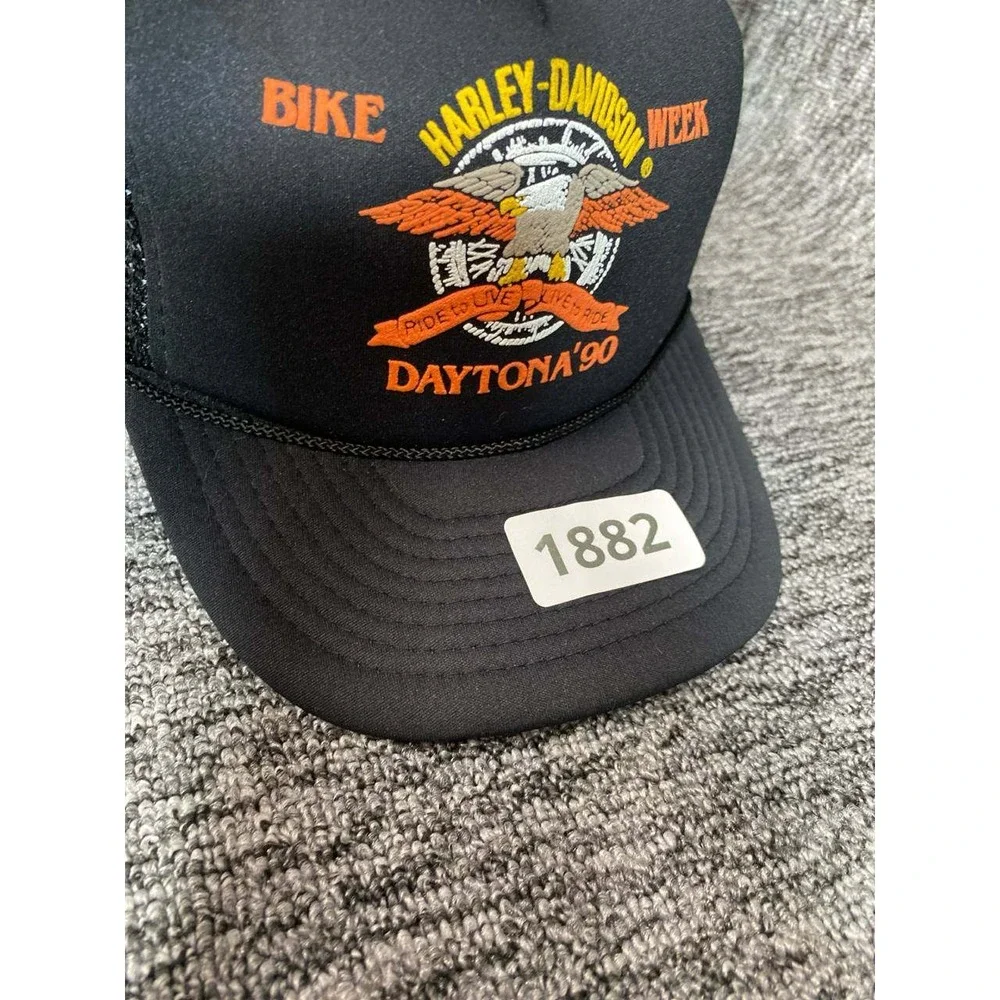 Vintage 1990 Harley Davidson Daytona Bike Week Trucker Hat Mesh Snapback Eagle